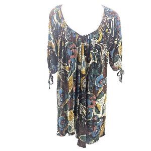 T-Bags Maternity Dress F.E.M. Sz M Jersey V-Neck Multicolor Print Comfortable